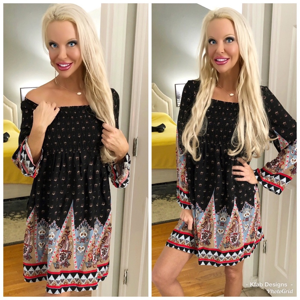 ❤️LAST 1! Black Floral Bell Sleeve Dress! - Picture 2 of 2